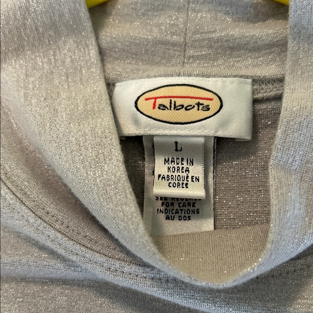 Talbots Light Gray/silver mock Turtleneck size large - Picture 7 of 7